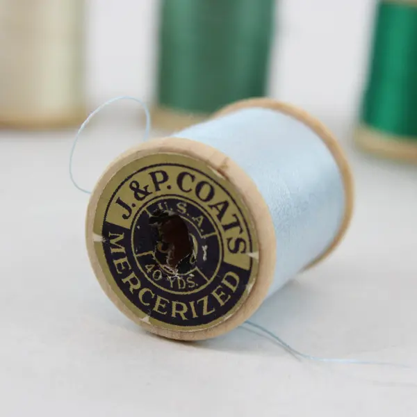 Lot of 8 Sewing Thread Spools Assorted Colors Blue Green Tan Off White