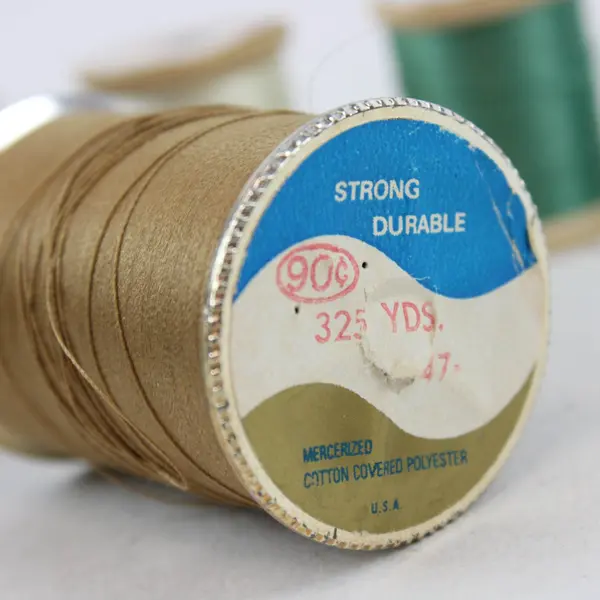 Lot of 8 Sewing Thread Spools Assorted Colors Blue Green Tan Off White