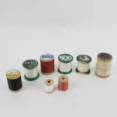 Lot of 8 Vintage Sewing Thread Spools Assorted Black White Beige Rust