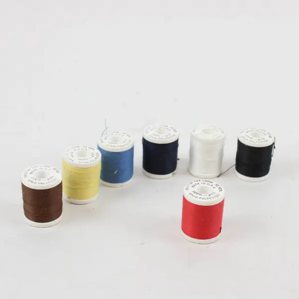 Fruit of the Loom Lot of 7 Sewing Thread Spools Assorted Colors Used
