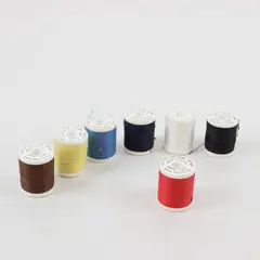 Fruit of the Loom Lot of 7 Sewing Thread Spools Assorted Colors Used