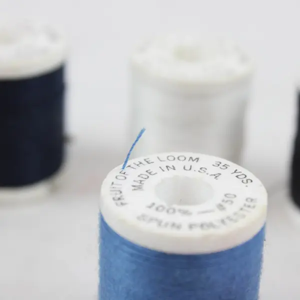 Fruit of the Loom Lot of 7 Sewing Thread Spools Assorted Colors Used