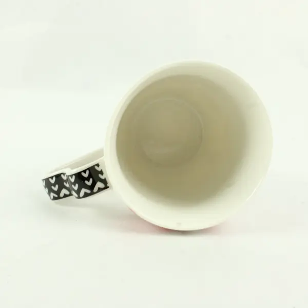 Burton + Burton Coffee Mug Red Hearts Flowers on White Heart Handle