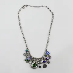 Chico's Silver-Tone Beaded Dangle Necklace 21"