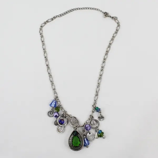 Chico's Silver-Tone Beaded Dangle Necklace 21"