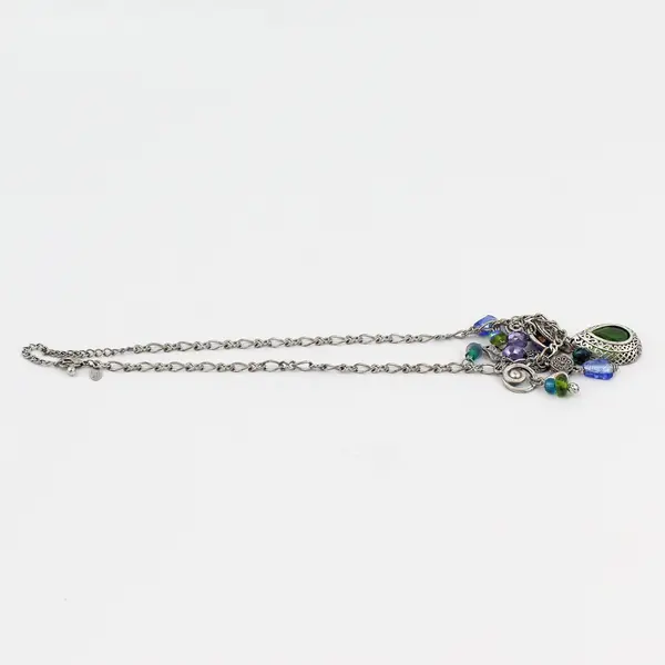 Chico's Silver-Tone Beaded Dangle Necklace 21"