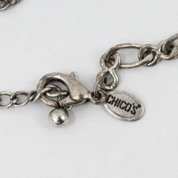 Chico's Silver-Tone Beaded Dangle Necklace 21"