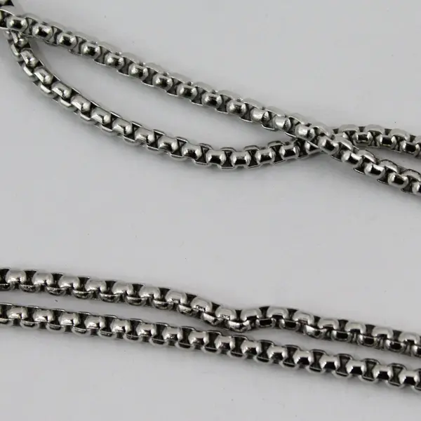 Silver-Tone Cross and Crown Pendants Round Box Chain Necklace 30"
