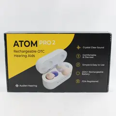 NEW Audien Atom Pro 2 ITC Rechargeable OTC Hearing Aids - Charging Case 