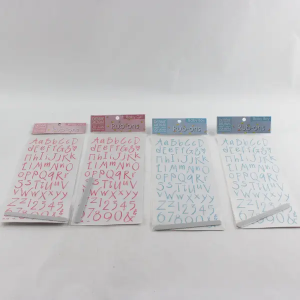 Lot of 4 NEW Debbie Mumm for Jo-Ann Fabrics Baby Girl/Boy Rub-On Letter Decals