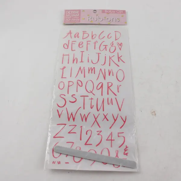 Lot of 4 NEW Debbie Mumm for Jo-Ann Fabrics Baby Girl/Boy Rub-On Letter Decals