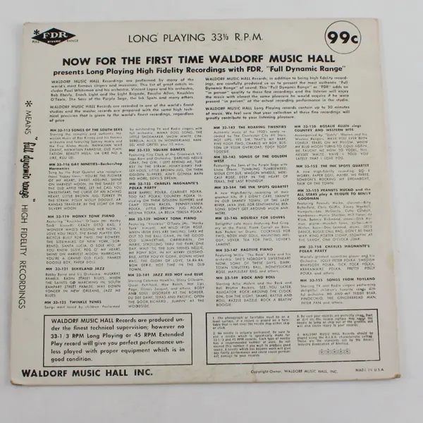Music To Remember Instrumentals Great Orchs LP Waldorf Music Hall MH 33-178