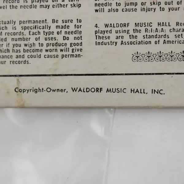 Music To Remember Instrumentals Great Orchs LP Waldorf Music Hall MH 33-178