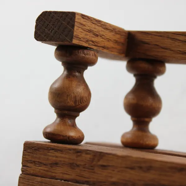 Vintage Teak Wooden Spindle Rail Wall Shelf - 18"x2.3"x4"