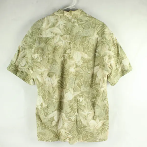 Vintage Pierre Cardin Green Tropical Print Men's Button-Up Size Large