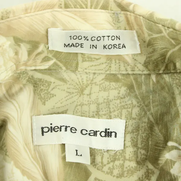 Vintage Pierre Cardin Green Tropical Print Men's Button-Up Size Large