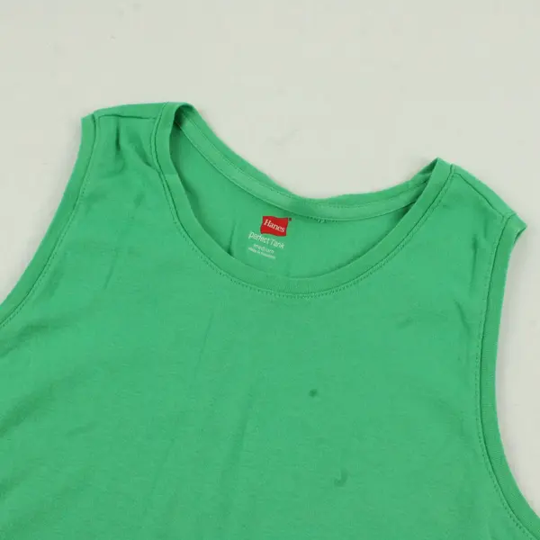 Hanes Perfect Tank Green Cotton Women's Medium