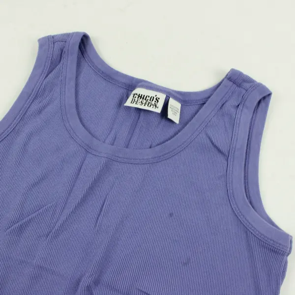 Chico's Periwinkle Ribbed Cotton Tank Top Women's Size 2