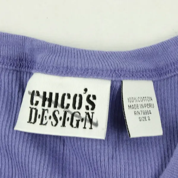 Chico's Periwinkle Ribbed Cotton Tank Top Women's Size 2