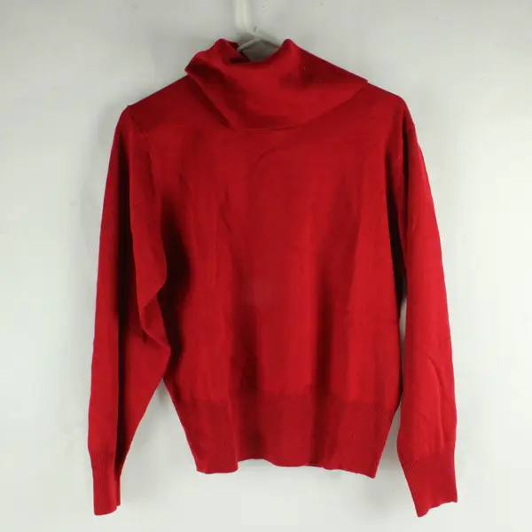 Dressbarn Cherry Red Shoulder Pad Turtleneck Sweater Women's Medium