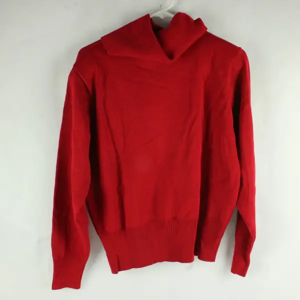 Dressbarn Cherry Red Shoulder Pad Turtleneck Sweater Women's Medium
