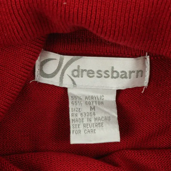 Dressbarn Cherry Red Shoulder Pad Turtleneck Sweater Women's Medium