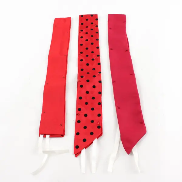 Lot of 3 Handmade Red Ribbon Tie Accessories Unbranded