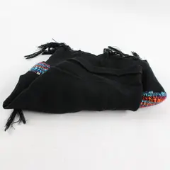 Multicolor Embroidered Black Triangle Scarf 60"