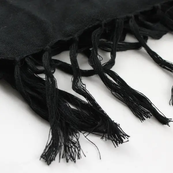 Multicolor Embroidered Black Triangle Scarf 60"