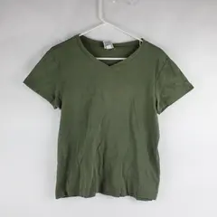 Old Navy Women's L Green Short Sleeve 100% Cotton V-Neck T-Shirt 