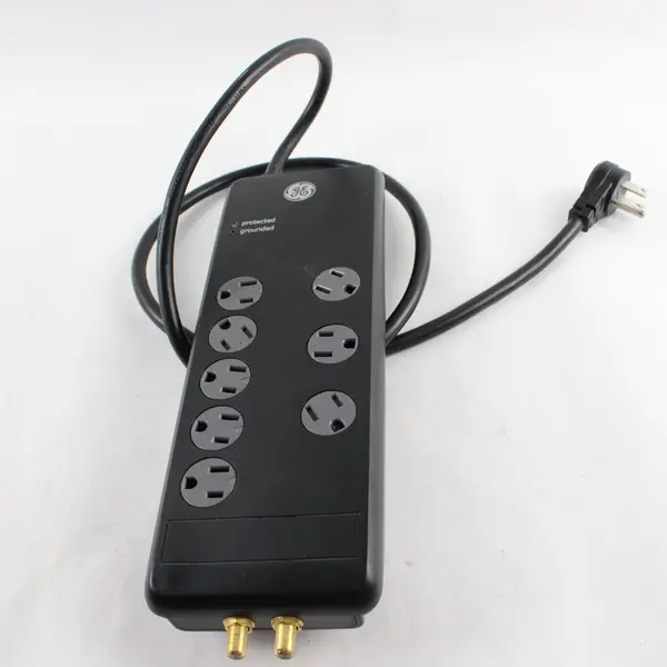 General Electric 8-Outlet Power Strip Black TESTED WORKS