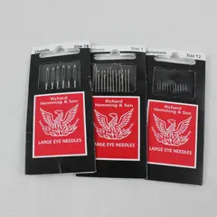  3 Packs of Richard Hemming & Son  Large Eye Needles Sizes 1, 12 & 18 Unopened