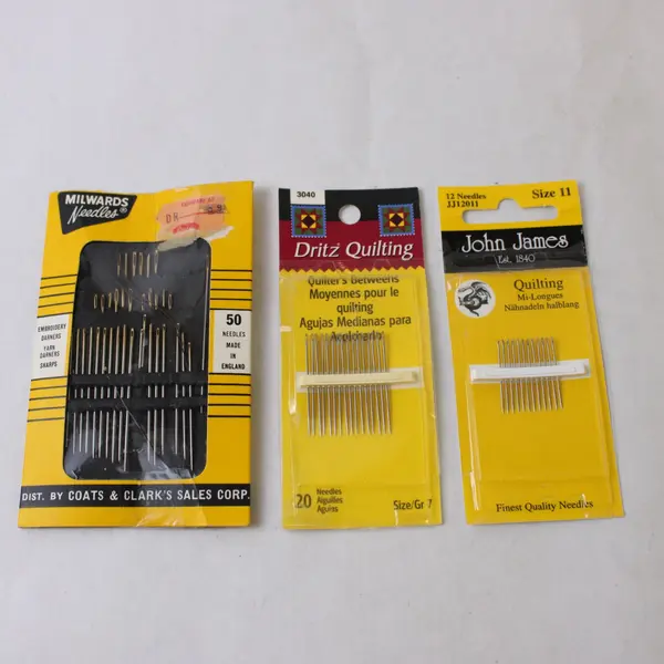 Lot of 3 Assorted Needle Packs John James Dritz Milwards Hand Sewing