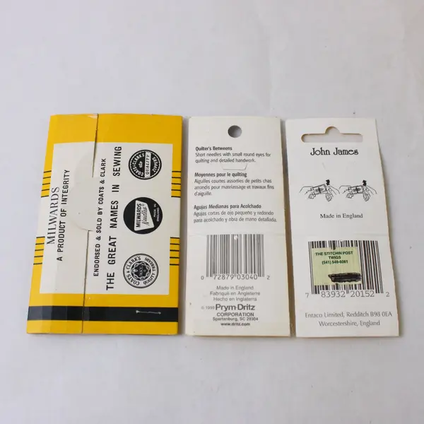 Lot of 3 Assorted Needle Packs John James Dritz Milwards Hand Sewing