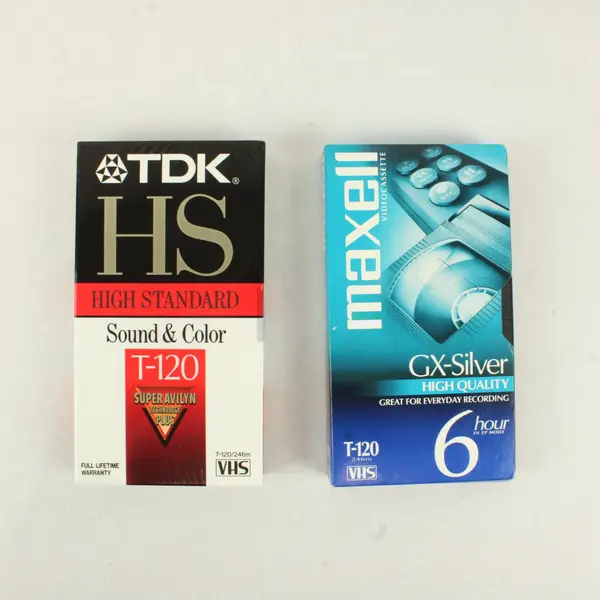Lot of 2 Boxed Blank VHS Tapes TDK HS T-120 maxell GX-Silver T-120