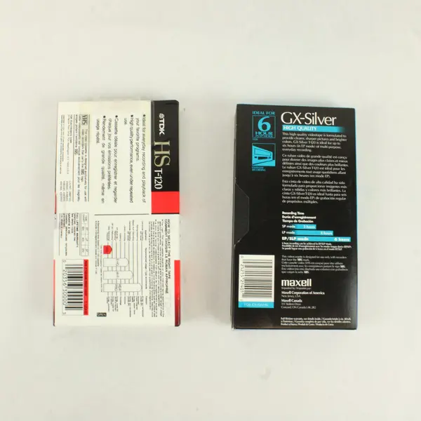 Lot of 2 Boxed Blank VHS Tapes TDK HS T-120 maxell GX-Silver T-120