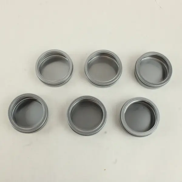Set of 6 Jot 3.5in Silver Magnetic Tins Clear Tops New