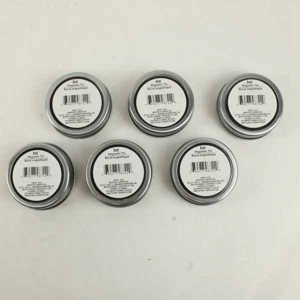 Set of 6 Jot 3.5in Silver Magnetic Tins Clear Tops New