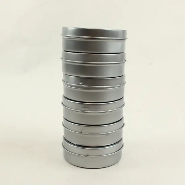 Set of 6 Jot 3.5in Silver Magnetic Tins Clear Tops New