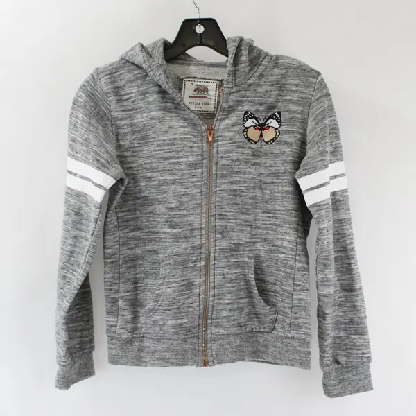 Reflex Girls Gray Butterfly Sequin Zip-Up Hoodie L(14) KJ896