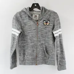 Reflex Girls Gray Butterfly Sequin Zip-Up Hoodie L(14) KJ896