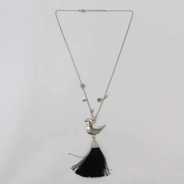 Brighton Silver-Tone Bird Tassel Pendant Statement Necklace 31"