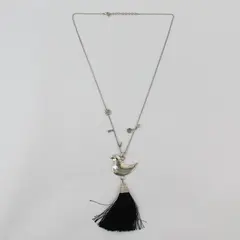 Brighton Silver-Tone Bird Tassel Pendant Statement Necklace 31"
