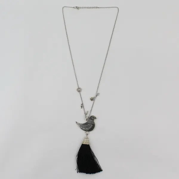 Brighton Silver-Tone Bird Tassel Pendant Statement Necklace 31"