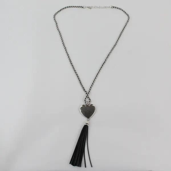 Brighton Cordoba Silver-Tone Filigree Tassel Heart Pendant Necklace 33"