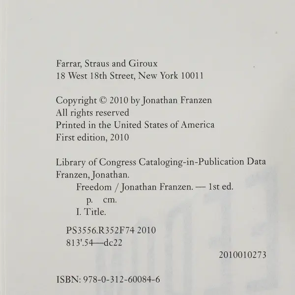 Freedom A Novel by Jonathan Franzen 1st Edition 2010 Hardcover Dust Jacket Good