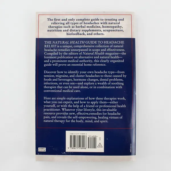 The Natural Health Guide to Headache Relief Deborah Mitchell Paula Maas 1997 PB