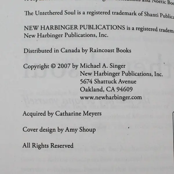 The Untethered Soul The Journey Beyond Yourself Michael A Singer 2007 Paperback