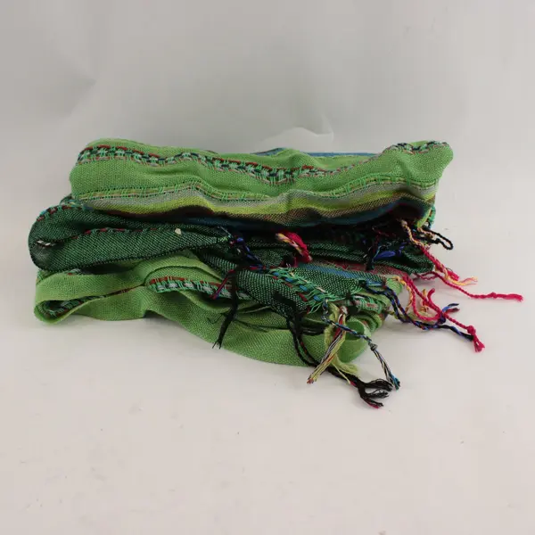 Green Multicolor Striped Lightweight Scarf 18"x70"