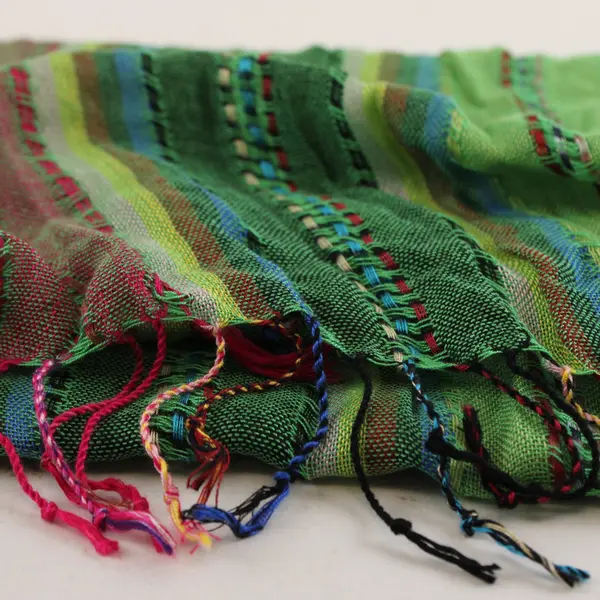 Green Multicolor Striped Lightweight Scarf 18"x70"